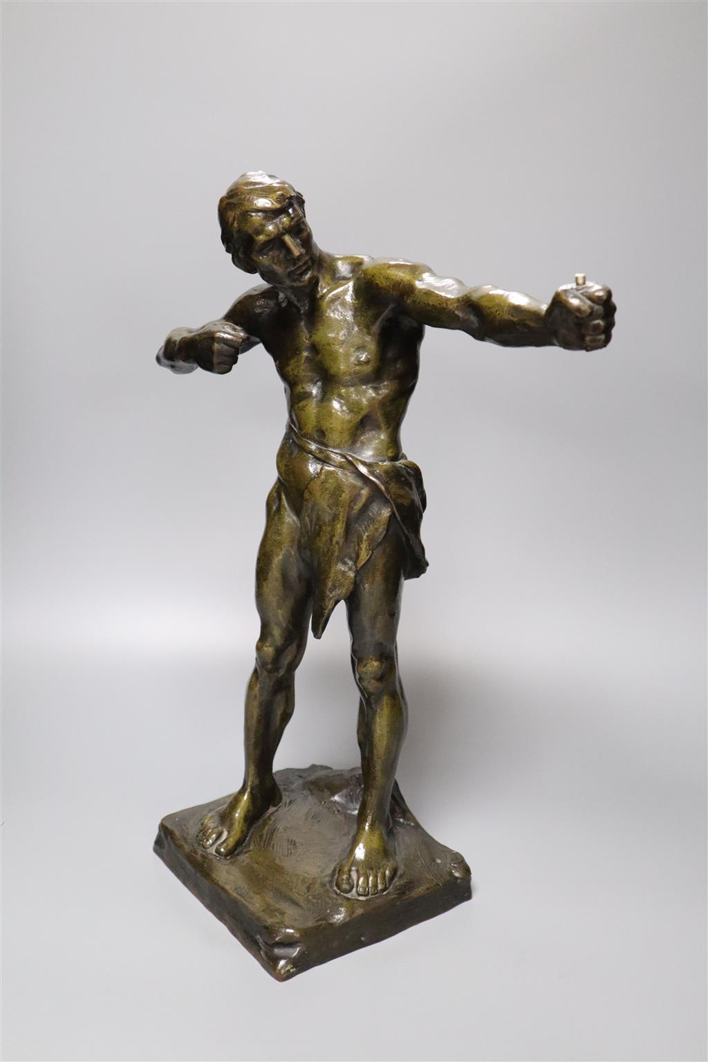 H. Muller. A bronze model of a male archer, 45cm high